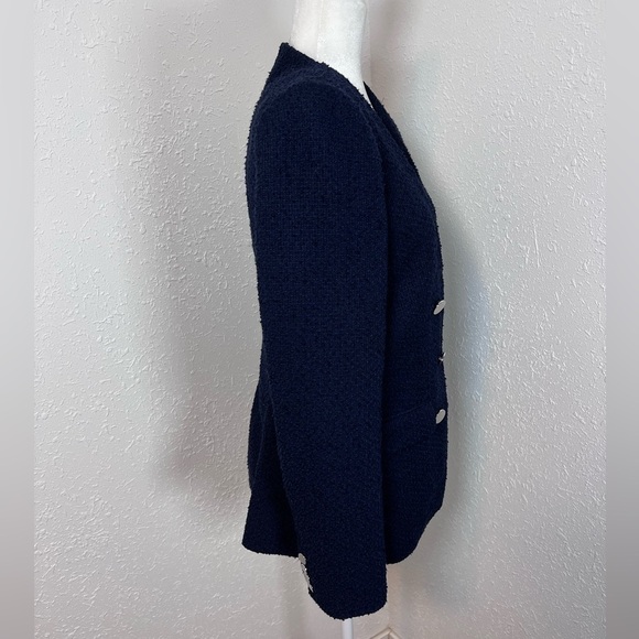 Calvin Klein Navy Tweed Blazer Jacket - Picture 4 of 8
